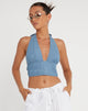 imagen de Nanda Halter Top en Denim Lavado Piedra Azul