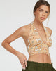 imagen de Nanda Crop Top en Picnic Print Marrón