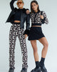 imagen de Sheba Pantalones de pierna ancha en Wavy Geo Marfil Marrón y Negrov