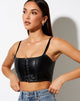Imagen de Nindy Crop Top en PU Negro con Puntada Blanca