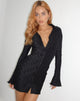 imagen de Nitara Button Up Mini Dress in Crinkle Black