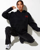 Image of Sudadera oversize con capucha en negro Angel Energy Light Red Embro