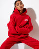 Image of Sudadera oversize con capucha en rojo Racing y bordado Angel Energy