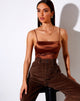 Imagen de Ozka Crop Top de satén Chocolate