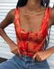Imagen de Elci Corset Top en Flor de Dragón Oro Rojo