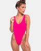 Imagen de Pollie Traje de baño en 80s Crinkle Pink Highlighter
