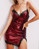 Image of Romini Vestido de Mini lentejuelas burdeos con encaje negro