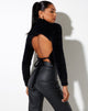 Imagen de Qolia Crop Top de punto afelpado Negro