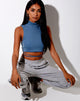 Imagen de Quera Crop Top en canalé azul mineral