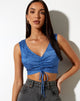 Imagen de Raeless Crop Top de satén azul cebra Bonnet