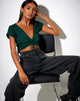 Imagen de Raeto Crop Top de Satén Chita Verde Bosque