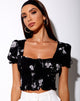 Imagen de Raquel Crop Top en Mono Flor Negro