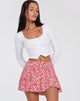 imagen de la minifalda Rara en Ditsy Butterfly Peach and Red