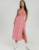 imagen de Jeyro Midi Dress in Ditsy Butterfly Peach and Red