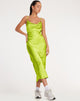 Imagen del vestido Palasha Midi de satén verde lima