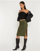 imagen de Sekoji Side Slit Midi Skirt in Khaki