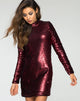 Imagen de Ruby Rose Bodycon Dress in Fishcale Matte Sequin Wine