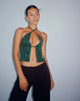 imagen de Runita Halter Top en Drape Sequin Forest Green