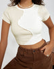 Imagen de Motel X Barbara Kristoffersen Ruta Crop Top en paneles marfil y blanco invierno