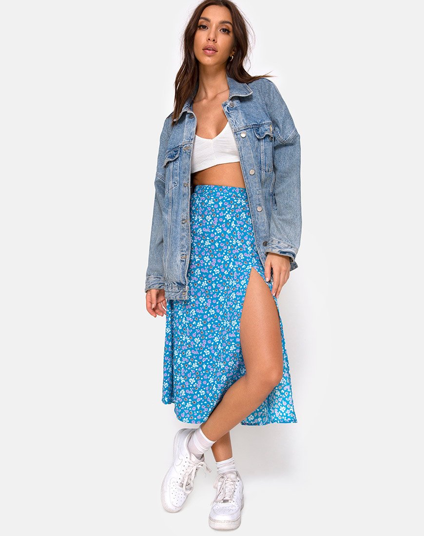 Imagen de la falda Saika Midi en Bloom Baby Blue