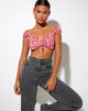 Imagen de Sarae Crop Top en Ditsy Butterfly Melocotón y Rojo