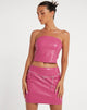 Dena Corset Top en PU Hot Pink