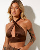 Imagen de Silta Crop Top de satén Chocolate