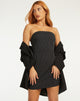 imagen de Siria Bandeau Dress in Irregular Stripe Black