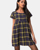 Imagen de Skibbie Vestido A Cuadros Marrón Amarillo Liso