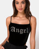 Imagen de Solemo Corpiño en Negro con Angel Diamante Hot Fix