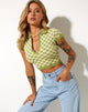 Imagen de Tamma Crop Top en Crochet Checkerboard Verde y Crema
