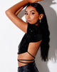 Imagen de Tasya Crop Top en Drape Sequin Negro