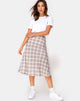 Imagen de Tauri Midi Skirt in Grunge Check Taupe