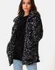 Imagen de Abrigo de piel de osito en leopardo negro