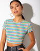 Imagen de Tindy Crop Top en rib verde morado y amarillo
