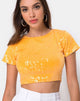 Imagen de Tindy Crop Top en mandarina con lentejuelas transparentes