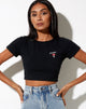 Imagen de Tindy Crop en negro con bordado de seta roja