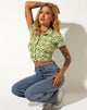 Imagen de Wuma Cropped Shirt in Patchwork Daisy Green