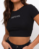 Imagen de Tiney Crop Top Tee in Black Capricorn Diamante by Motel