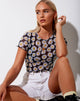 Imagen de Tiney Crop Tee in Daisy Love Negro