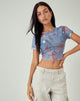 imagen de MOTEL X JACQUIE Tonia Top Estampado en Malla Lumen Azul