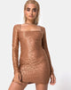 Imagen de Vilan Bodycon Dress in Leopard Sheen Net Caramel