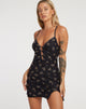 IMAGEN DE Yakinta Mini Vestido en Femme Floral Negro y Oro