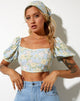 Imagen de Yuja Crop Top en Floral Pastel Lavado