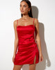Imagen del minivestido Zenda de satén rojo