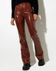 Imagen de Zoven Flare Trouser in Croc PU Brown