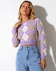 Imagen del jersey Zuki en Argyle Crema Lila y Tan