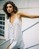 Imagen de Esana Slip Dress in Tonal Plaid Almond