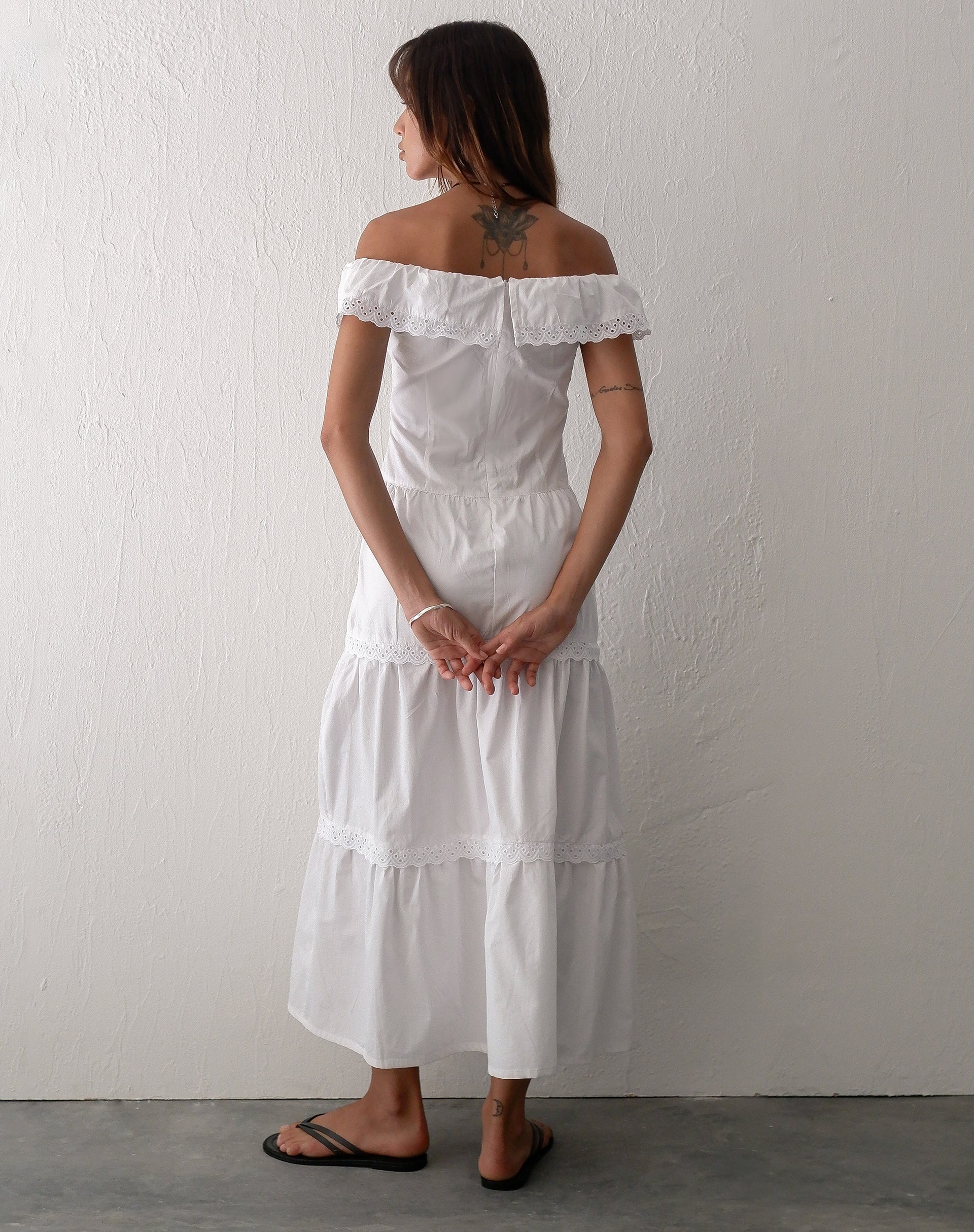 Imagen de Helpa Vestido Bardot Maxi en Blanco