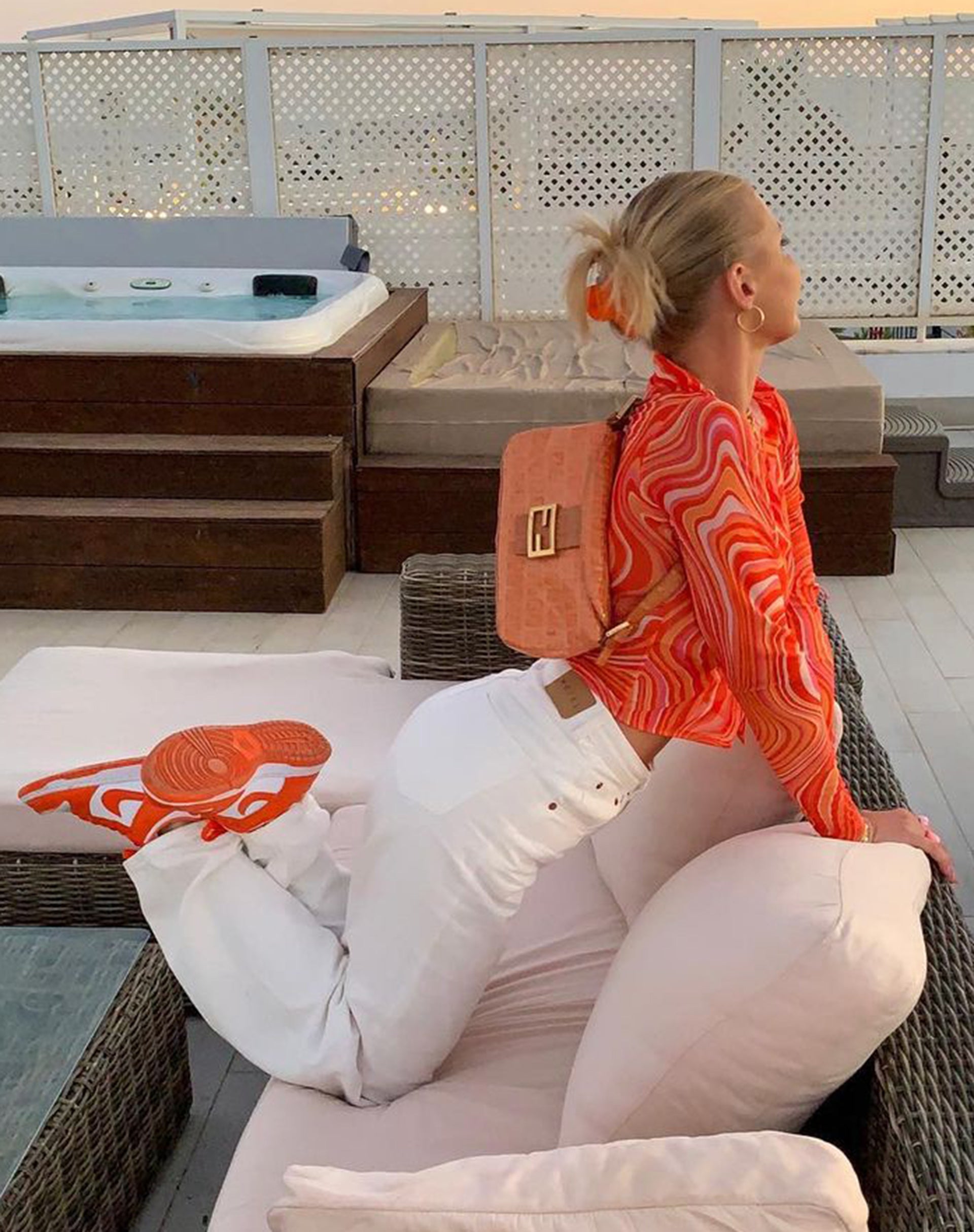 Imagen de Motel X Barbara Kristoffersen Camisa Kelly en 70s Ripple Mandarina